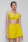 Buy_Mati_Yellow Cotton Bralette And Shorts Sets_at_Aza_Fashions