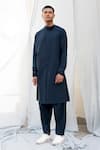 Buy Antar Agni Blue Handwoven Cotton Kurta Online at Aza Fashions Buy_Antar Agni_Blue Handwoven Cotton Kurta _Online_at_Aza_Fashions