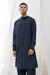 Buy Antar Agni Blue Handwoven Cotton Kurta at Aza Fashions Buy_Antar Agni_Blue Handwoven Cotton Kurta _at_Aza_Fashions