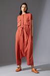 Buy_MATI_1_Orange Cotton Striped Jumpsuit_at_Aza_Fashions