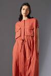 Shop_MATI_1_Orange Cotton Striped Jumpsuit_Online_at_Aza_Fashions