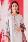 Mehak Talreja Couturre_Grey Chanderi Printed And Embellished Floral Embroidered Kurta Set  _Online_at_Aza_Fashions