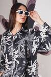 Mehak Talreja Couturre_Black Crepe Floral, Geometric Shirt Collar Printed And Pant Set _Online_at_Aza_Fashions