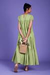 Shop_MATI_Green Handwoven Tiered Dress_at_Aza_Fashions