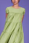 Shop_MATI_Green Handwoven Tiered Dress_Online_at_Aza_Fashions