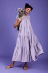 Buy_MATI_Purple Handwoven Tiered Dress_Online_at_Aza_Fashions