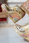 Shop_Tiesta_Gold Hand Embroidered Sneaker Wedges _at_Aza_Fashions