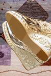 Tiesta_Gold Suede Embroidered Sneaker Wedges_Online_at_Aza_Fashions