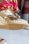 Buy_Tiesta_Gold Suede Embroidered Sneaker Wedges_Online_at_Aza_Fashions