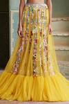 Buy_Rahul Mishra_Yellow Tulle Skirt Lining Viscose Sweetheart Neck Bandeau Crop Top With _Online_at_Aza_Fashions