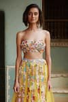Shop_Rahul Mishra_Yellow Tulle Skirt Lining Viscose Sweetheart Neck Bandeau Crop Top With _Online_at_Aza_Fashions