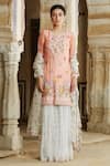 Buy Rahul Mishra Pink Kurta And Dupatta Silk Organza Sharara Tulle Lining Viscose Round Set at Aza Fashions Buy_Rahul Mishra_Pink Kurta And Dupatta Silk Organza Sharara Tulle Lining Viscose Round Set _at_Aza_Fashions