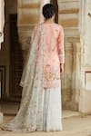 Shop Rahul Mishra Pink Kurta And Dupatta Silk Organza Sharara Tulle Lining Viscose Round Set at Aza Fashions Shop_Rahul Mishra_Pink Kurta And Dupatta Silk Organza Sharara Tulle Lining Viscose Round Set _at_Aza_Fashions