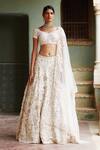 Buy_Rahul Mishra_White Lehenga And Dupatta Silk Organza Blouse Raw Silk Lining Bridal Set _at_Aza_Fashions