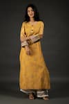 Buy_Kasturi Tikmani_Yellow Pure Chanderi Silk Embroidery Sequin And Thread Round Kurta  _at_Aza_Fashions