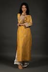 Shop_Kasturi Tikmani_Yellow Pure Chanderi Silk Embroidery Sequin And Thread Round Kurta  _at_Aza_Fashions