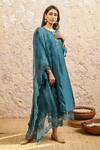 Shop_Naaz By Noor_Green Cotton, Organza, Silk Chanderi Embroidered Kurta Set_at_Aza_Fashions