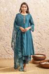Buy_Naaz By Noor_Green Cotton, Organza, Silk Chanderi Embroidered Kurta Set_at_Aza_Fashions