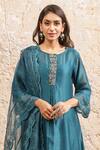 Shop_Naaz By Noor_Green Cotton, Organza, Silk Chanderi Embroidered Kurta Set_Online_at_Aza_Fashions
