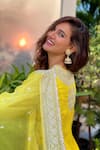 Buy_Gopi Vaid_Yellow Kurta Tussar Silk Embroidered Sequin Muzafar Sharara Set 