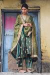 Buy_Heena Kochhar_Green Velvet Embroidered Kurta Set_at_Aza_Fashions