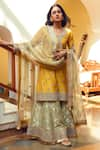 Buy_Heena Kochhar_Yellow Munzarin Chanderi Kurta Gharara Set_at_Aza_Fashions