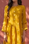 NAAZ BY NOOR_Yellow Cotton Round Embroidered Kurta And Pant Set_at_Aza_Fashions