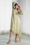 Buy_Mandira Wirk_Green Mul Mul Asymmetric Printed Tunic Dress_at_Aza_Fashions