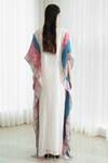 Shop_Mandira Wirk_White Slip Voil Embroidery V Neck Kaftan _at_Aza_Fashions