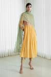 Mandira Wirk_Yellow Kurta Mul Mul Pants Chanderi Dupatta Organza Embroidery Flared Set _Online_at_Aza_Fashions