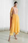 Buy_Mandira Wirk_Yellow Kurta Mul Mul Pants Organic Cotton Dupatta Flared Set _at_Aza_Fashions