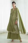 Buy_Mandira Wirk_Green Sharara Organic Cotton Kurta And Dupatta Foil Print Set _at_Aza_Fashions