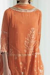 Mandira Wirk_Orange Embroidery Round Foil Print Kurta Sharara Set _at_Aza_Fashions