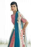 Shop_Mandira Wirk_Blue Blouse Cotton Lehenga And Dupatta Embroidery Printed Panelled Set _Online_at_Aza_Fashions