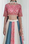 Mandira Wirk_Blue Blouse Cotton Lehenga And Dupatta Embroidery Printed Panelled Set _at_Aza_Fashions