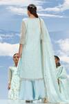 Shop_MANDIRA WIRK - Indian_Green Tulle V Neck Embroidered Kurta Set _at_Aza_Fashions