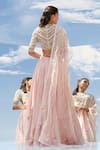 Shop_Mandira Wirk_Peach Chiffon Round Draped Bridal Lehenga Set _at_Aza_Fashions