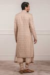 Shop_Tarun Tahiliani_Pink Georgette Chikankari Sherwani And Chanderi Jacquard Kurta Set _at_Aza_Fashions