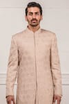 Tarun Tahiliani_Pink Georgette Chikankari Sherwani And Chanderi Jacquard Kurta Set _Online_at_Aza_Fashions