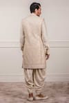 Shop_Tarun Tahiliani_White Katan Silk Embroidered Sherwani And Dhoti Pant Set _at_Aza_Fashions