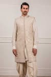 Buy_Tarun Tahiliani_White Katan Silk Embroidered Sherwani And Dhoti Pant Set _Online_at_Aza_Fashions