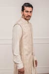 Tarun Tahiliani_White Katan Silk Embroidered Sherwani And Dhoti Pant Set _at_Aza_Fashions