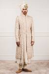 Buy_Tarun Tahiliani_White Chanderi, Matka , Katan Embroidered Sherwani And Kurta Set_at_Aza_Fashions