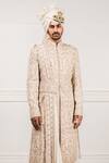 Buy_Tarun Tahiliani_White Chanderi, Matka , Katan Embroidered Sherwani And Kurta Set_Online_at_Aza_Fashions