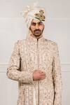 Shop_Tarun Tahiliani_White Chanderi, Matka , Katan Embroidered Sherwani And Kurta Set_Online_at_Aza_Fashions
