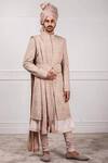 Buy_Tarun Tahiliani_Pink Chanderi, Matka , Katan Embroidered Sherwani And Kurta Set_at_Aza_Fashions