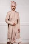 Buy_Tarun Tahiliani_Pink Chanderi, Matka , Katan Embroidered Sherwani And Kurta Set_Online_at_Aza_Fashions