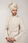 Buy Tarun Tahiliani White Raw Silk Embroidered Sherwani And Chanderi