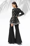 Shop_Mandira Wirk - Indian_Black Organza, Banana Crepe Round Jacket And Pant Set _at_Aza_Fashions