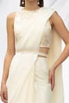 Mandira Wirk - Indian_White Organza, Chiffon Round Pre-draped Saree With Blouse _at_Aza_Fashions